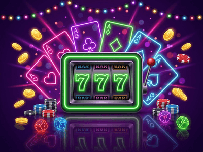 Luxury digital casino interface with golden slots and gaming chips
